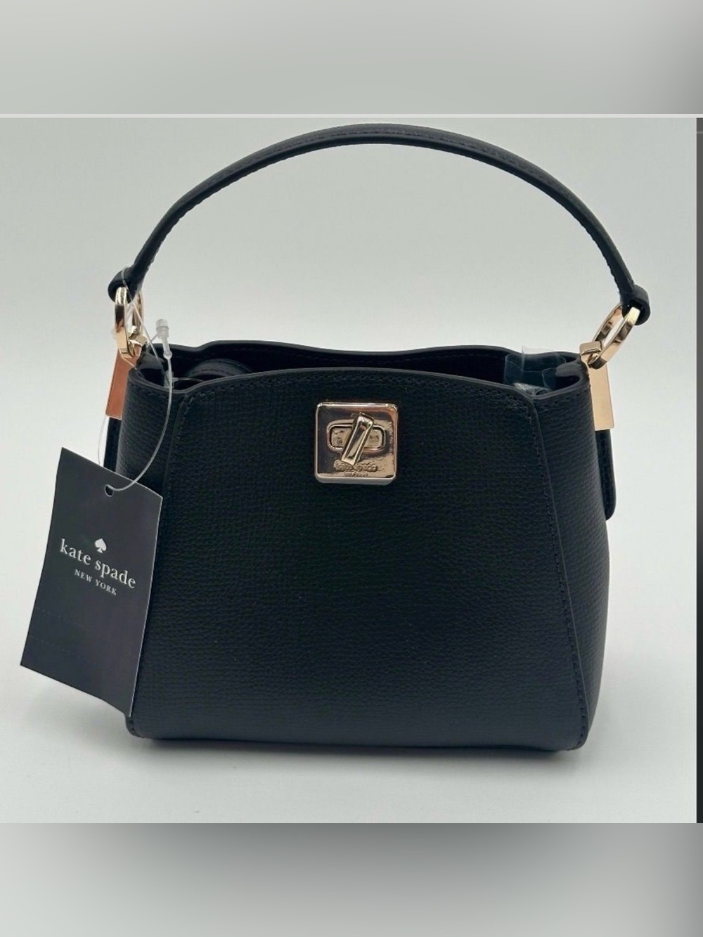 Kate Spade Marti Micro Bucket Bag Black Pebbled Leather Mini